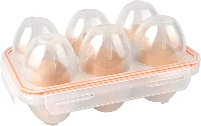 FantasyDay 6 Grids Egg Holders, Sturdy Shockproof Durable Egg Cartons Egg Containers With Lid for Refrigerator - Large Capacity Egg Organizer Box for Home Kitchen Outdoor Picnic Hiking Storage