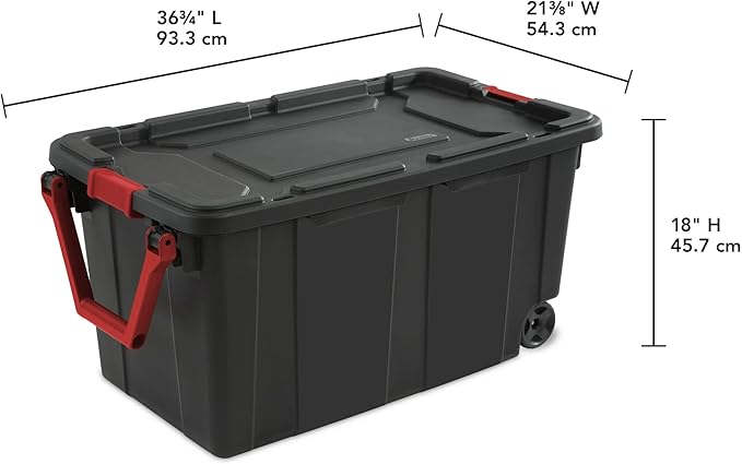 2-Pack 40 Gallon Heavy-Duty Stackable Storage Bins with Secure Lids & Smooth-Rolling Wheels – Organizing Containers for Home, Garage, Office & Basement (Black)