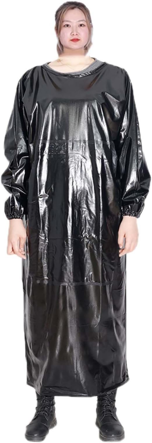 Double Thickened Industrial Apron Cowboy Aprons Water Proof and Oil-Proof Reversible Smock Lace-up Design Wide Elasticated Cuffs