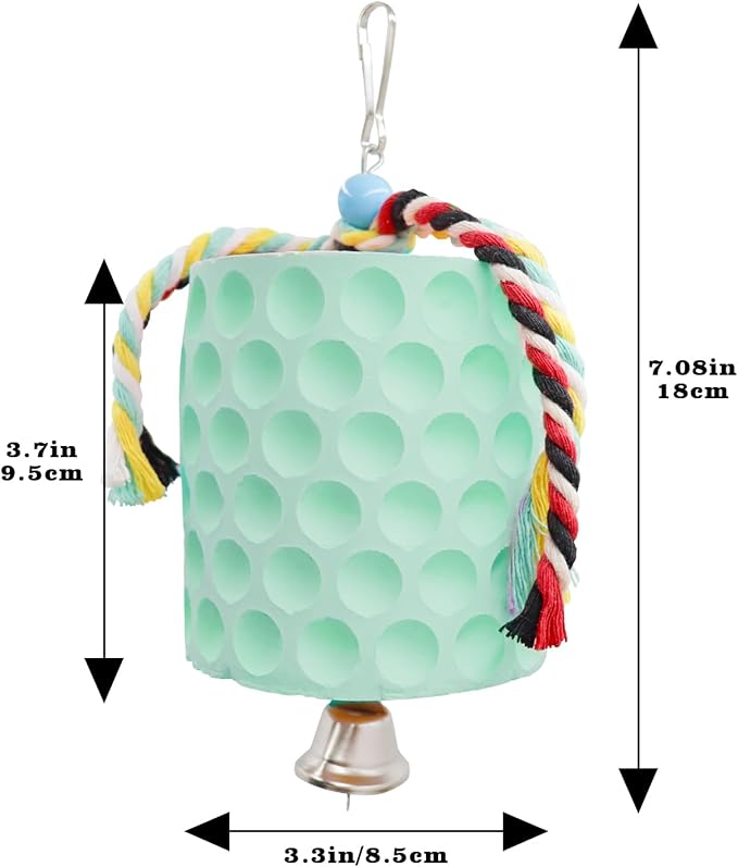 Oooct Large Chicken Chewing Toy, Chick Beak Grinding Calcium Stone with Bells, Chicken Coop Accessories, Cage Toys for Cockatiel Parakeet Parrot Budgies Rat Hamster Rabbit Bunny Green