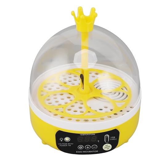 Pssopp Mini Egg Incubator, Automatic Temperature Humidity Control, Chicken and Duck Poultry Hatching Machine, for Home Use, 7W Power, Compact Design (Auto Turning)