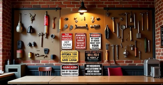 Man Cave Decor Funny Garage Signs For Men Vintage Metal Tin Sign Mancave Accessories Signs For Wall Art Garage Decor For Men Work Shop Accessories Basement Bar Sign For Home Bar 8x12 Inch