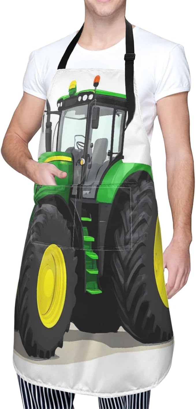 Big Farm Tractor For Waterproof Adjustable Adult Apron With Pockets For Men And Women Cooking, Painting