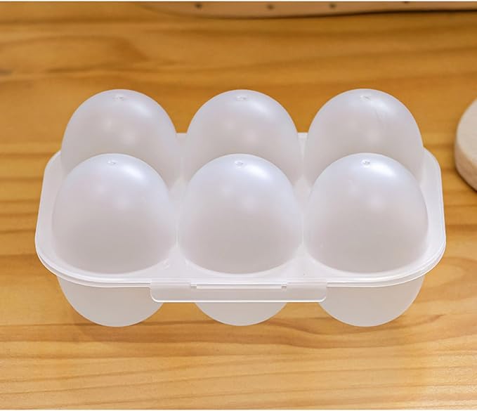 6 Egg Grid Storage Container - Plastic Eggs Holder With Handle, Outdoor Egg Carriers For Kitchen & Restaurants