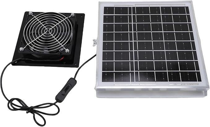 8W Solar Powered Exhaust Fan, IP67 High Speed Ventilation Fan with 8W Solar Panel, for Chicken Coop Greenhouse Shed Pet House Window Ventilation