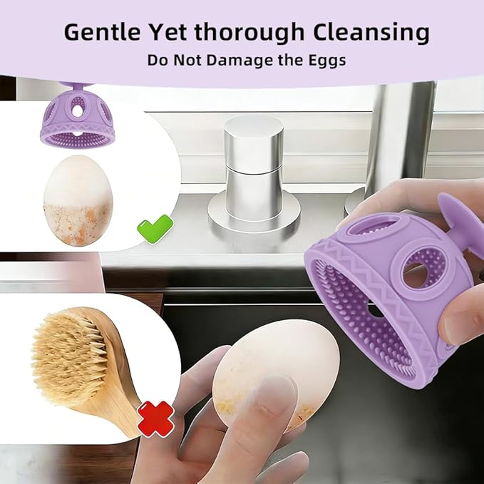 Layver Egg Brush Cleaner, Egg Cleaner Scrubber for Fresh Eggs, Silicone Egg Washer, Multipurpose Washing Egg Tool for Fruits and Vegetables (Purple)