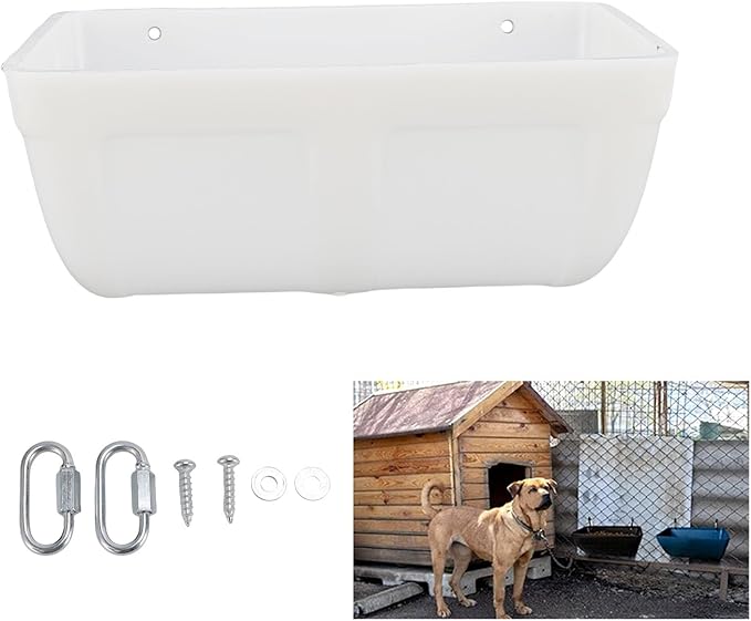 Hanging Poultry Feeder Large Capacity Space Saving Plastic Hanging Chicken Feeder Trough for Farm (White)