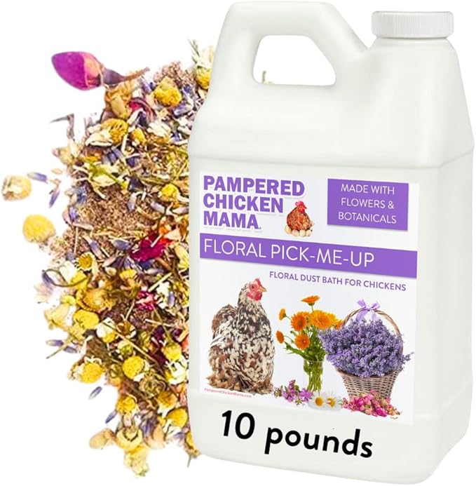 Pampered Chicken Mama Floral Dust Bath with Premium Herbs & Flowers: All Natural Poultry Supplies for Hens Who Love Bathing in Chicken Coops - Pick Me Up Floral Dust Bath (10 pounds)