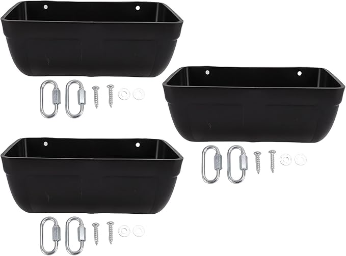 Hanging Poultry Feeder Large Capacity Space Saving Plastic Hanging Chicken Feeder Trough for Farm (Black)