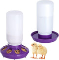 Chick Feeder and Waterer Set no Waste Chicken Water Dispenser 1L Chicken Water Feeder Poultry Waterer Baby Chick Duckling Supplies Starter Kit (Purple)