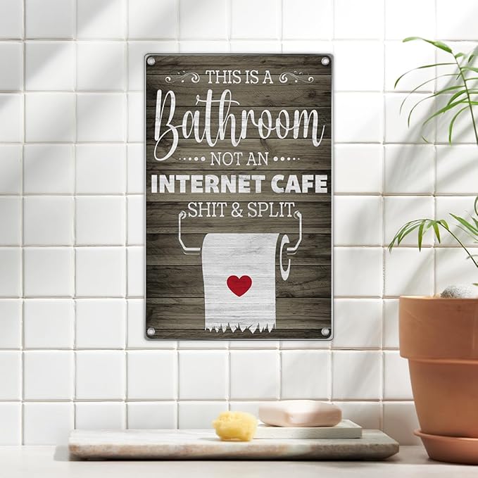 Funny Bathroom Quotes Metal Sign This Is A Not An Internet Cafe Wall Decor With Toilet Paper Illustration For Restroom Decoration 8 x 12 Inch Home Vintage Aluminum Outdoor