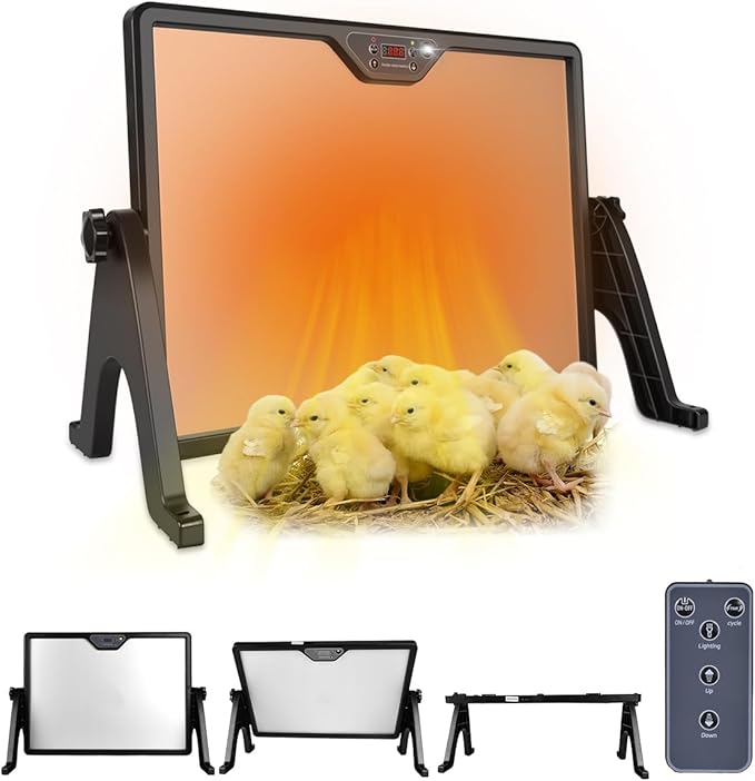 Smart Radiant Heat Panel for Chicken Coop – 180w Adaptive Heater with Built-in Thermostat, Remote Control & Energy-Saving Mode, Safe for Chicks, Kittens, Small Animals