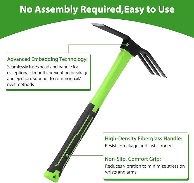 15 inch Garden Hoe and Cultivator Hand Rake Durable and Comfortable Handle Garden Tool