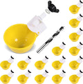 Chicken Waterer Cups (16 Pack/Yellow) - DIY Automatic Large Chicken Water Feeder for Ducks Quail and Various Poultry Dispenser with Matching Drill, Double Rubber Ring, Not Leaking Wate
