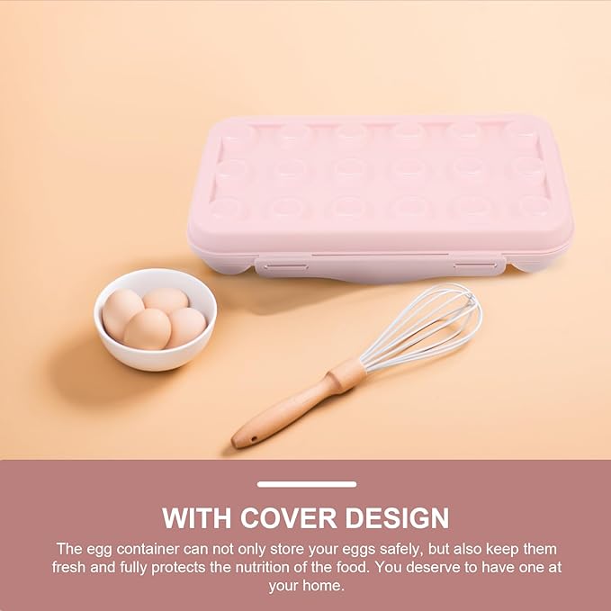 UPKOCH Plastic Egg Container for Refrigerator 18 Count Egg Holder with Airtight Lid Stackable Organizer for Kitchen Fridge Storage and Protection