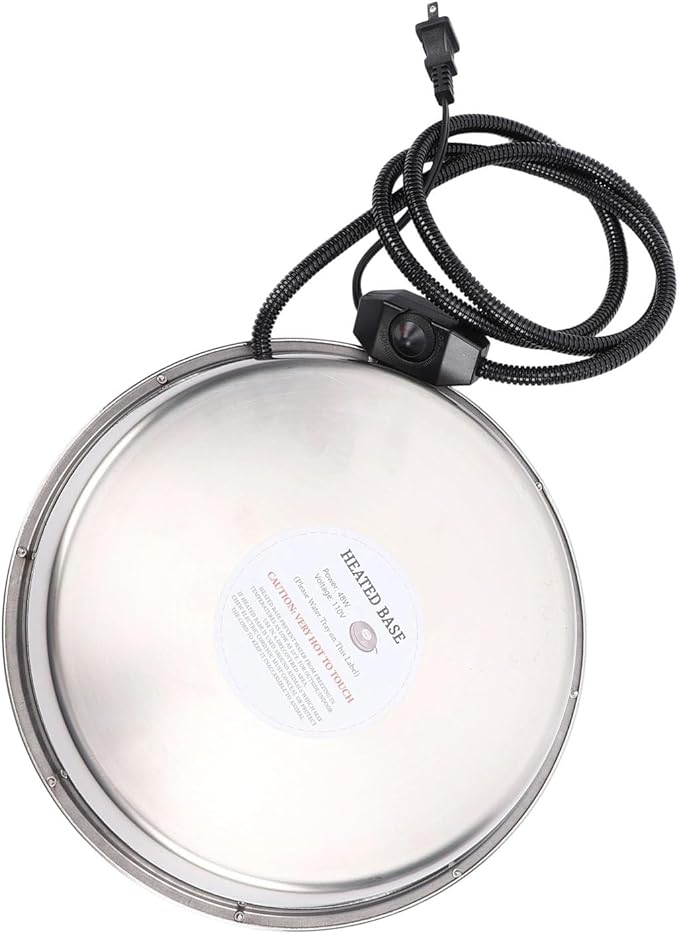Chicken Waterer Heating Base, Thermostat Control Electric Heater with Water Proof Design, Ideal for Metal Plastic Poultry Drinker Ducks, Geese, Turkeys & Pigeons (US Plug)