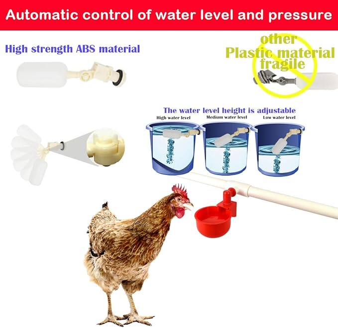 Complete Set Automatic Chicken Waterer Cups with PVC Pipe,Chickens Water Cups, Chicken Waters,Poultry Waterer,Chickens Watering System,Poultry Waterer,Durck Watering System,for quails, geese and ducks