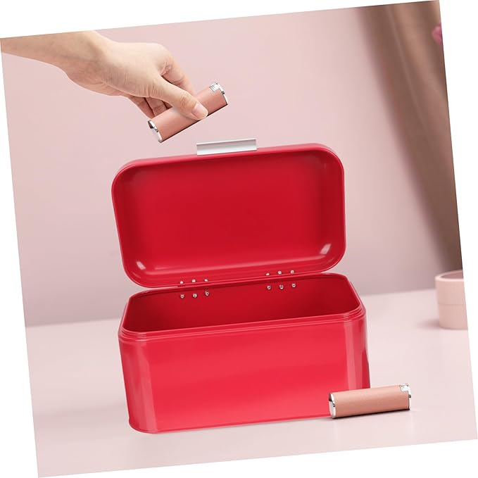 Vintage Metal Bread Box with Airtight Iron Construction Capacity Storage Bin for Kitchen Countertop Flat-bottomed Bread Holder Organizer for Home Supplies and Grain Container