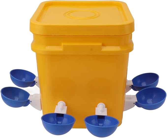 GLOGLOW Automatic Chicken Waterer Bowl, Durable Plastic with Gravity System, 12L Drinker for Chickens, Ducks and Other Poultry (Bucket + Bowl + Black Screws)