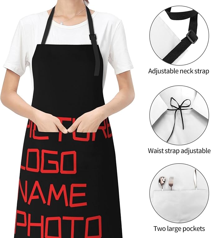 Shark Jumping Home Aprons 2 Pockets 33"×28" for Men Women, Ocean Sea Waterproof Kitchen Cooking Bib