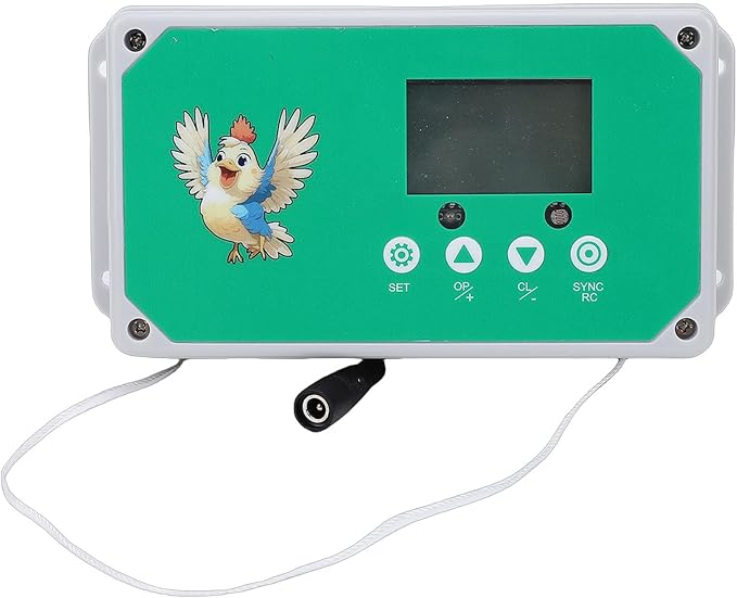 Automatic Chicken Coop Door Opener, Programmable Timer Remote Control IP44 LED Display for Poultry Farm Duck Goose with 50m Range (US Plug 100-240V)