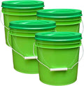 House Naturals 2 Gallon Food Grade - BPA Free Made in USA Buckets Lime Color pails with Screw On Gasket Lids (4, Lime - Green lids)