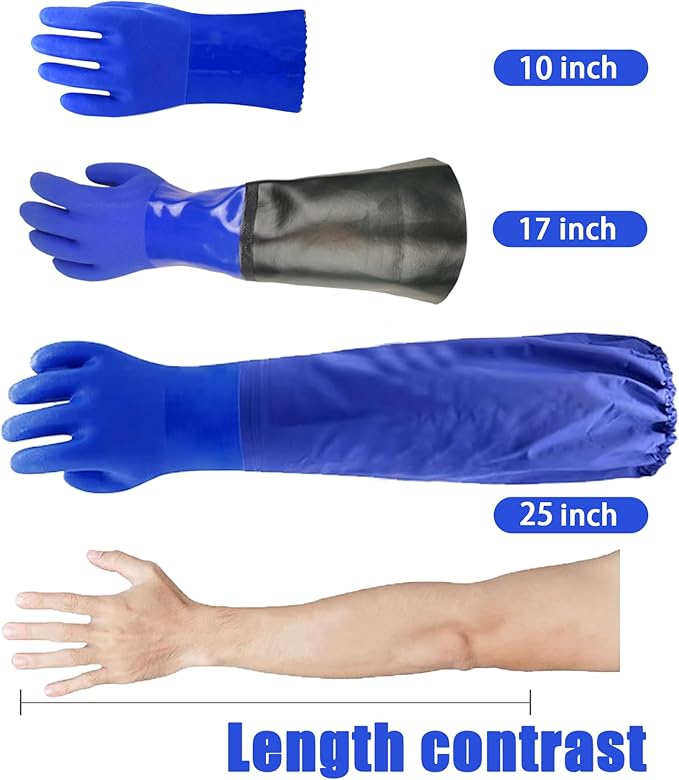 LIICHAAO 25 inch elastic cuff Long waterproof fishing gloves,Cleaning Poison ivy gloves,Aquarium pool,Long elbow Resistant Abrasion (XL -25 inch elastic cuff)