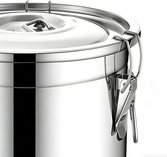 Airtight Food Storage Containers, 20cm Stainless Steel Rustproof Bin, 6L Kitchen Organization for Rice Grain Cereal Sugar Snack Oil Milk, 7.87 Inch Large Metal Canister, Home Apartment Pantry, 1pc