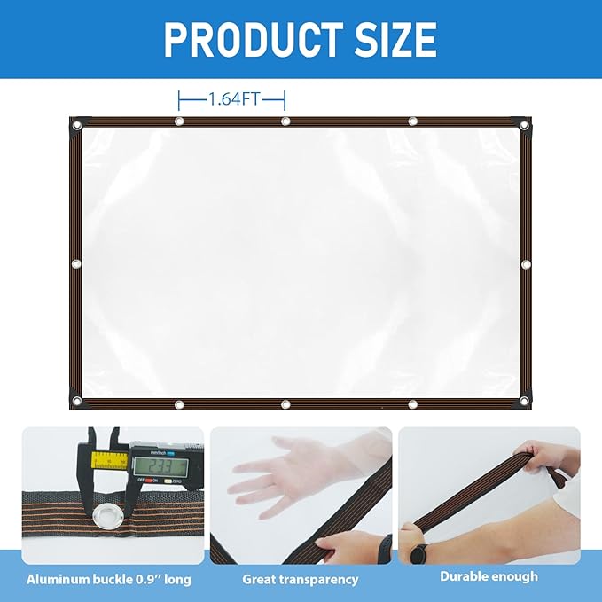 Clear Tarp, 10×20FT Plastic Tarps Heavy Duty Waterproof with Grommets, Rain Cover for Patio, Porch, Greenhouse, Chicken Coop Outside