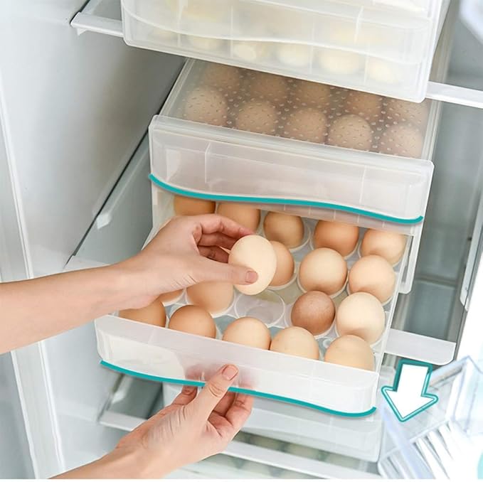 60 Grid Large Capacity Drawer type Egg Holder, Household Egg Fresh Storage Box, Multi-Layer Chicken Egg Storage Container
