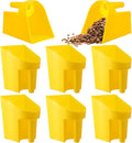 6 Pcs Plastic Enclosed Feed Scoop Heavy Duty Durable Stackable Horse Yellow Feed Scoop for Livestock Animal Ranchers Homesteaders Farmers, 2 Qt