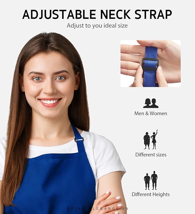 Syntus Adjustable Bib Apron with 2 Pockets Cooking Kitchen Aprons for Women Men Chef