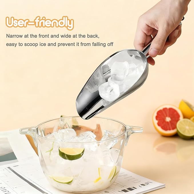 12 oz Ice Scoop for Freezer, Kitchen Ice Scooper for Ice Machine, Stainless Steel Food Scoop for Ice Bucket, Ideal for Bar, Parties, Cookie Flour Pet Dog