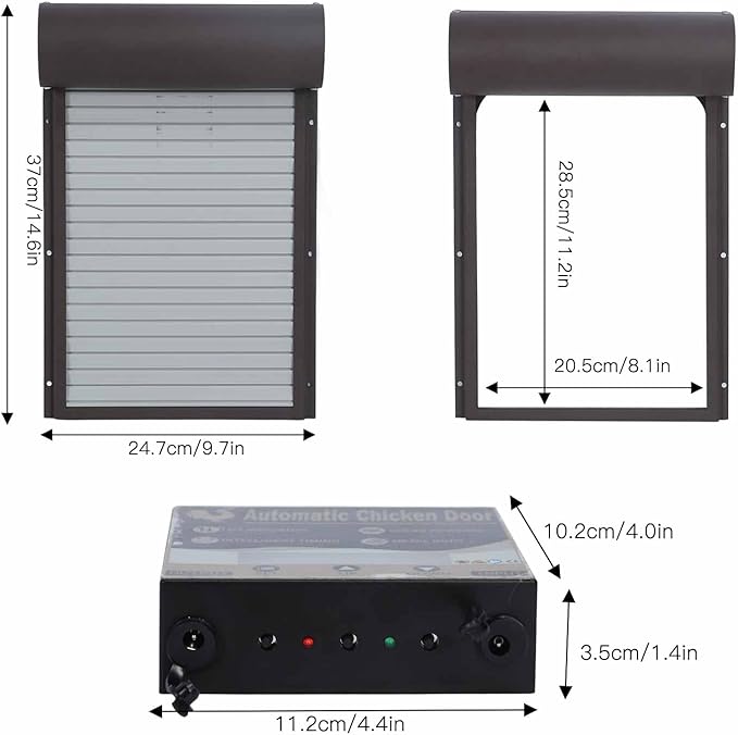 Automatic Chicken Coop Door with Timer,Automatic Chicken Coop Door Opener,Door Metal with Timer Battery Powered for Farm Poultry Habitat Supplies Brown
