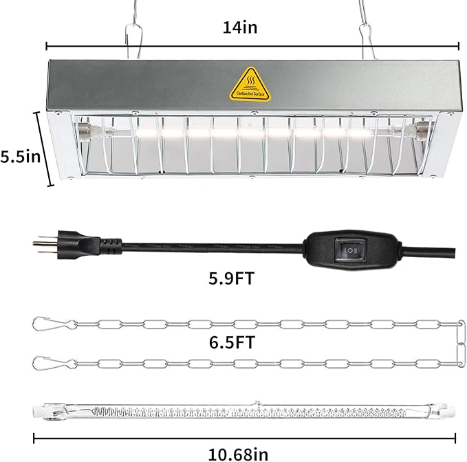 600W Chicken Coop Heater Bulb, Replacement Bulb Accessories for Chicken Heat Lamp, Brooder Heater Tubes for Chicks, Poultry, Pets, 4 Pack