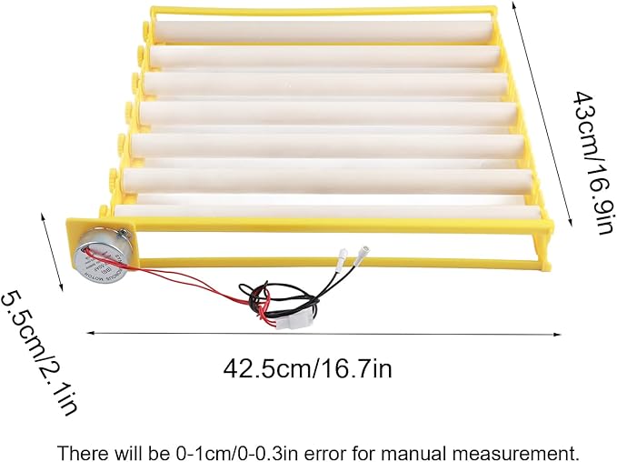 GLOGLOW Egg Incubation Tray, Automatic Egg Turner with 7 Rollers for Chicken Duck Bird Quail Hatching Home Farm Use 16.9x16.7x2.1 Inch