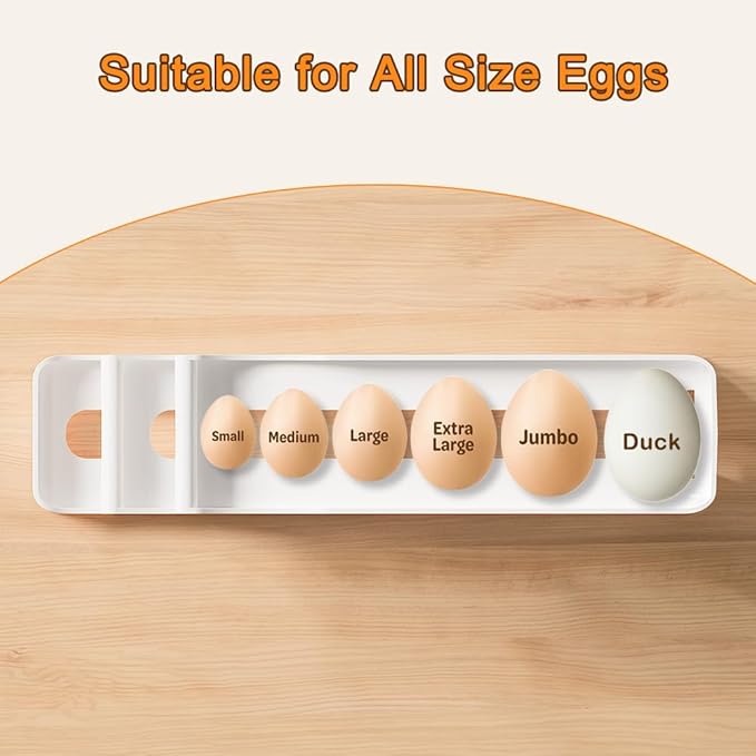 Sotfamily Egg Holder for Fridge, 3 Tiers Auto Rolling Egg Storage Organizer for Refrigerator, Slim Space Saving Container, Dispenser - Egg Roller for Eggs 18 Count