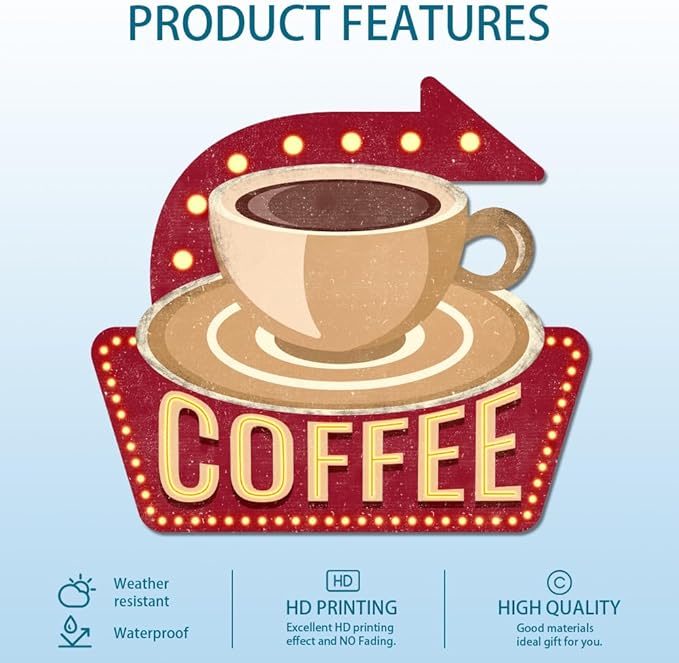 GLOBLELAND Coffee Vintage Metal Tin Sign Retro Coffee Cup Plaque Poster Metal Wall Decorative Tin Signs for Home Kitchen Restaurant Coffee Shop Club Bar Decoration