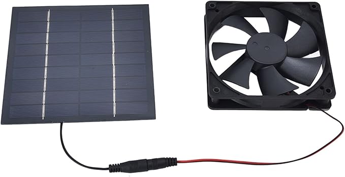 Hyuduo 10W Solar Panel, 10W Dual Fans Net Outdoor Indoor Solar Panel with Powered Exhaust Fan Kit Ventilation, for Chicken Coops Supplies Greenhouses
