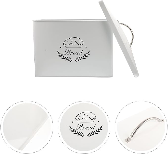Iron Bread Box Rectangle Bread Organizer Metal Kitchen Grain Storage Box with Lid Sturdy Iron Storage Container