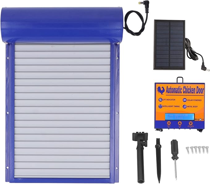 EVTSCAN Automatic Chicken Coop Door Opener with Timer - Automatic Control and Solar Powered Chicken Door, Aluminum Chicken Coop Accessories for Protecting Chicken