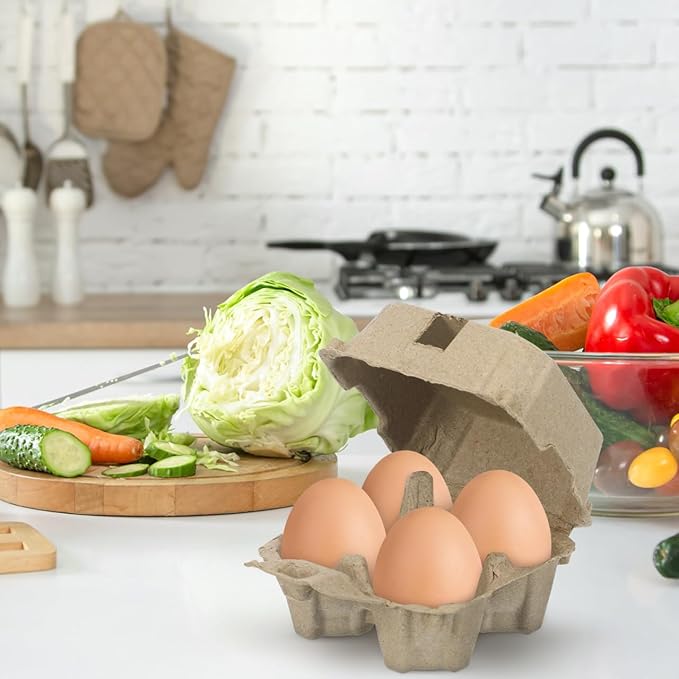 IMIKEYA Paper Egg Cartons for Chicken Eggs,10pcs Egg Tray Holder Pulp Fiber Egg Box Containers Holds 4 Count Eggs Market Travel Egg Storage Case