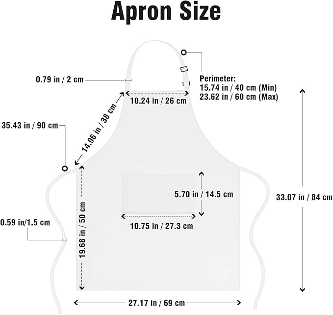 Xornis 2 Pack Bib Aprons with 2 Pockets Kitchen Apron Cooking Chef, White