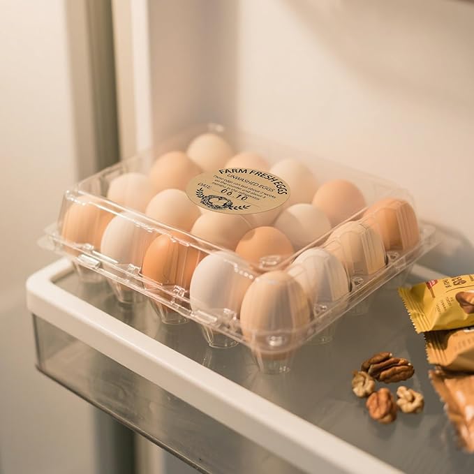 500 PCS Fram Fresh Eggs Carton Labels with Collection Date 2 Inches Natural Brown Kraft Stickers Self Adhesive Writable Handling Packaging Sticker for Chicken Quail Duck Farmhouse