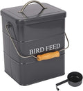 Bird Seed Storage Container Airtight,5~6LB Metal Bird Food Container with Scoop,Wild Birds Feed Tin for Storing Sunflower Seed-Ideal for Outdoor or Indoor-Squirrel proof-Gray