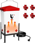Heated Chicken Waterer, 3.2 Gallon Poultry Water Heater for Winter with 4 Horizontal Nipples, Thermostatically Controlled, 4 Adjustable Heights, Anti-Freezing Watering System for Coop Accessories
