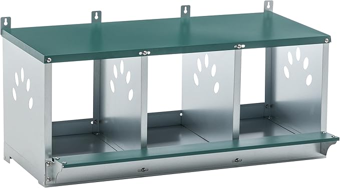 3/4/6/8/10 Holes Chicken Nesting Box for Chickens Hens Ducks, Metal Nesting Boxes for Chickens Wall Mount Egg Laying Nesting Boxes for Chicken (Green, 3 Hole)