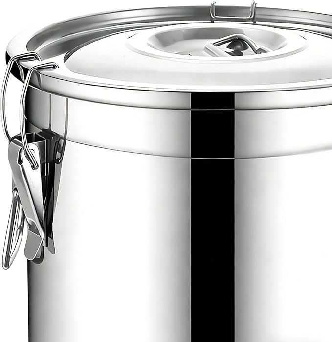 Airtight Food Storage Containers, 20cm Stainless Steel Rustproof Bin, 6L Kitchen Organization for Rice Grain Cereal Sugar Snack Oil Milk, 7.87 Inch Large Metal Canister, Home Apartment Pantry, 1pc