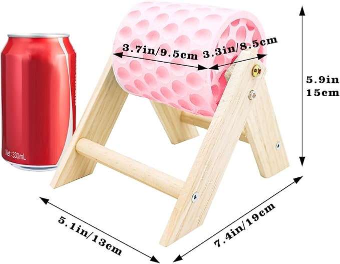 Chicken Coop Accessories, Beak Grinding Calcium Stone with Wooden Stand, Chicken Enrichment Toys, Toys for Hens, Ducks, Geese, Turkeys, Poultry, Pink