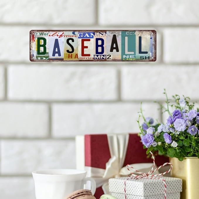 Baseball Wall Decor Baseball Room Decor For Boys Tin Sign Vintage Sports Decor Poster Memorabilia Baseball Street Signs Man Cave Home Room Bar Wall Decor 16 X 4 Inches